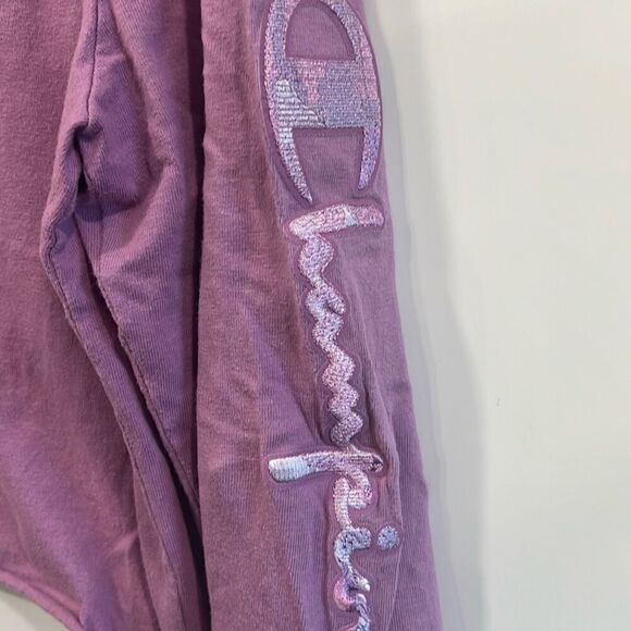 Vintage champion purple cropped long sleeve medium - Picture 3 of 5